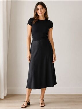 Moda International Black A-Line Midi Maxi Skirt